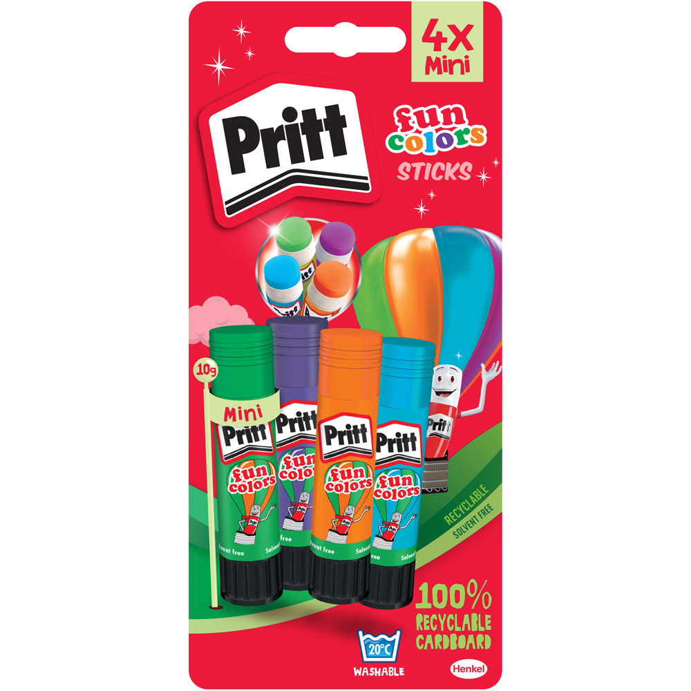 Pritt Colours Glue Sticks 4 x 10g Image 1