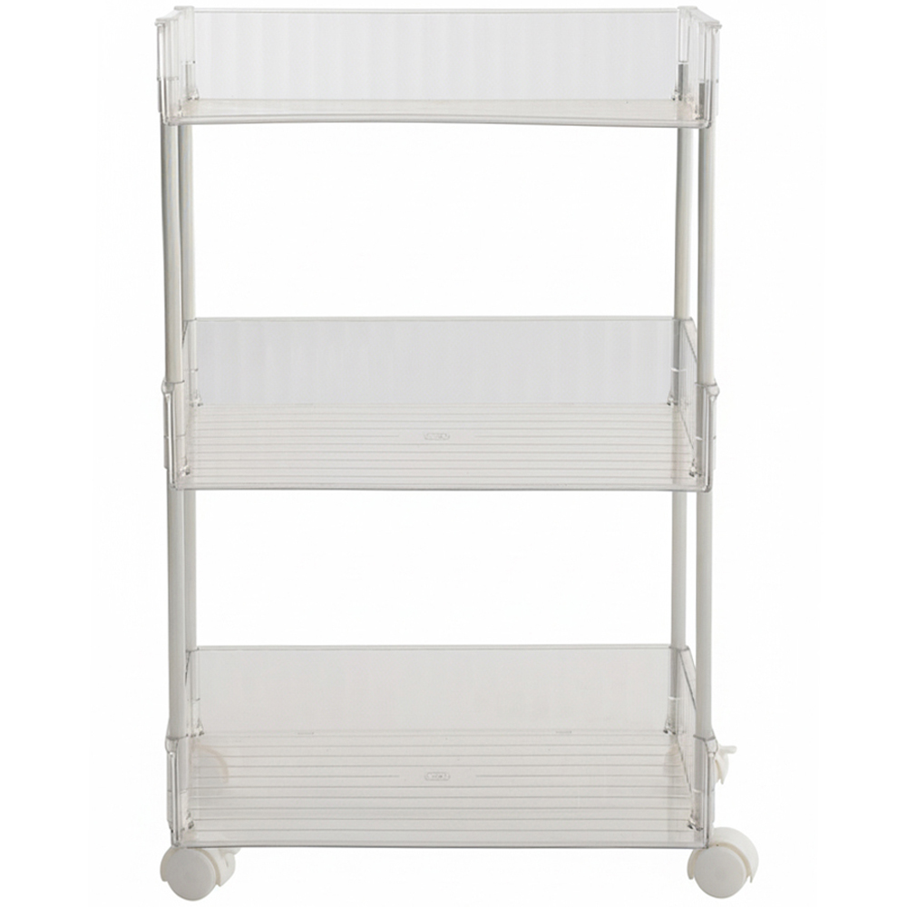 Living and Home 3 Shelf Clear Rolling Storage Cart Image 3