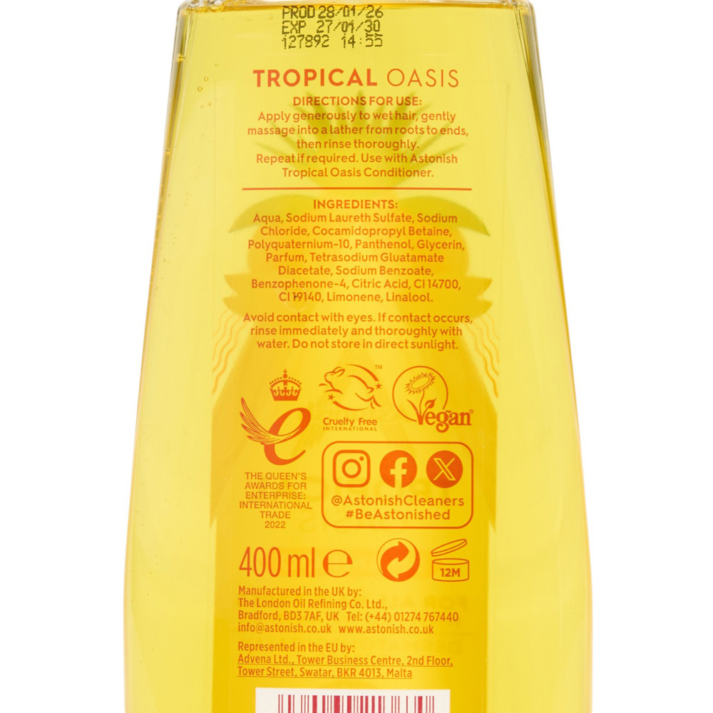 Astonish Tropical Oasis Shampoo 400ml Image 3
