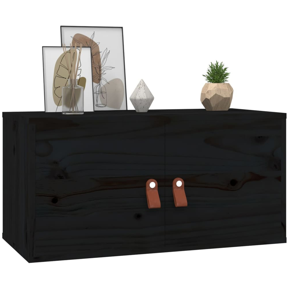 vidaXL Single Door Grey Solid Pine Wood Wall Cabinet Set of 2 Image 6