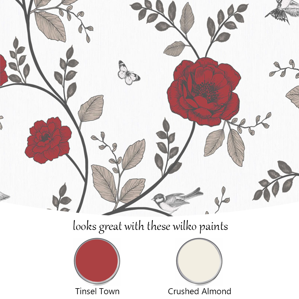 Wilko Rosanna Floral Red Wallpaper Image 4