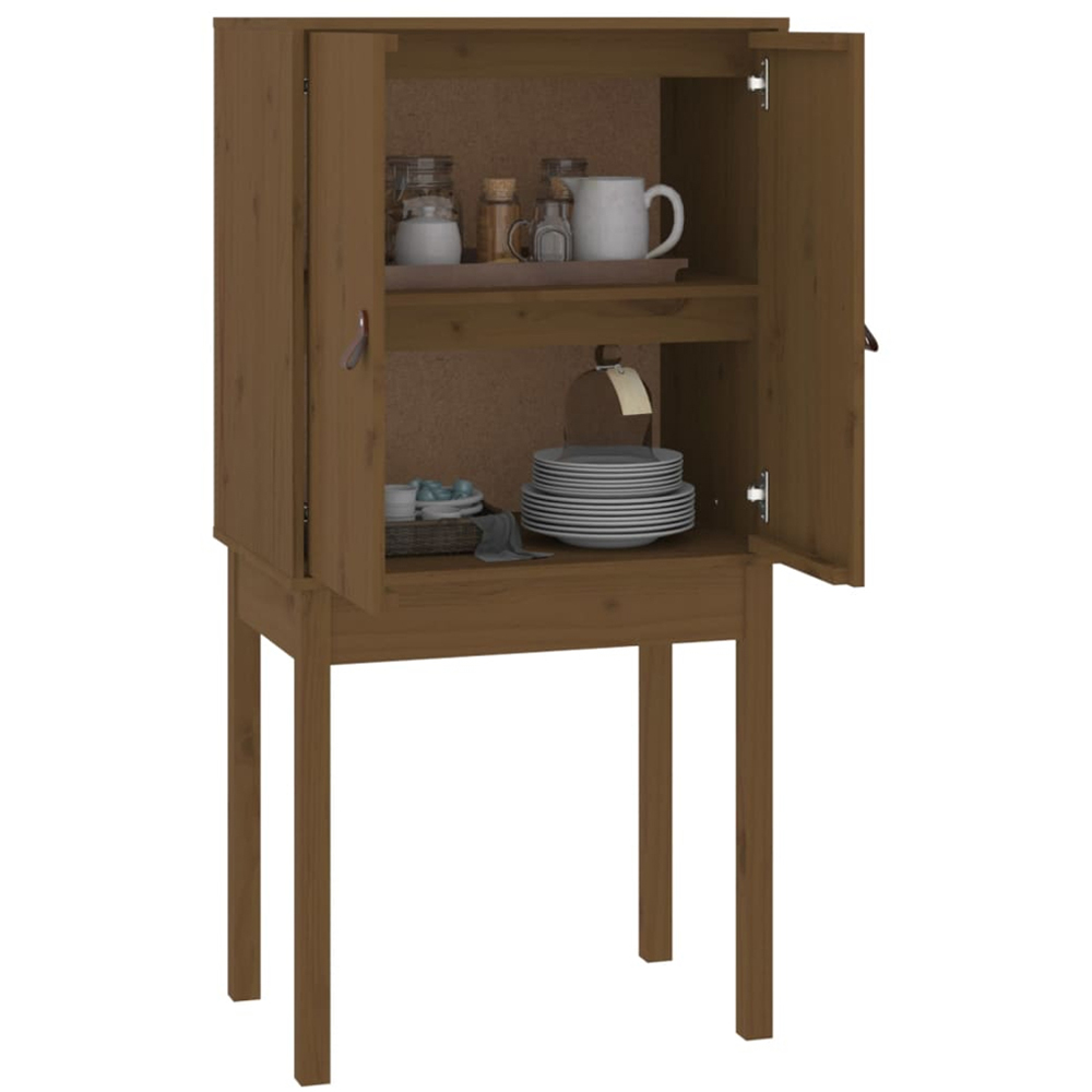 vidaXL 2 Door 2 Shelf Honey Brown Solid Wood Pine Highboard Image 4