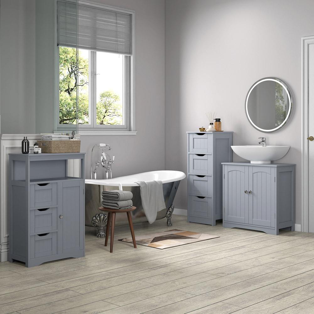 Dakota 3 Drawer Grey Bathroom Storage Cabinet Image 5