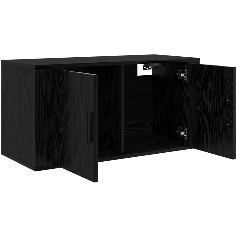 vidaXL 2 Door Black Oak Wall Mounted TV Unit Set of 2 Image 6