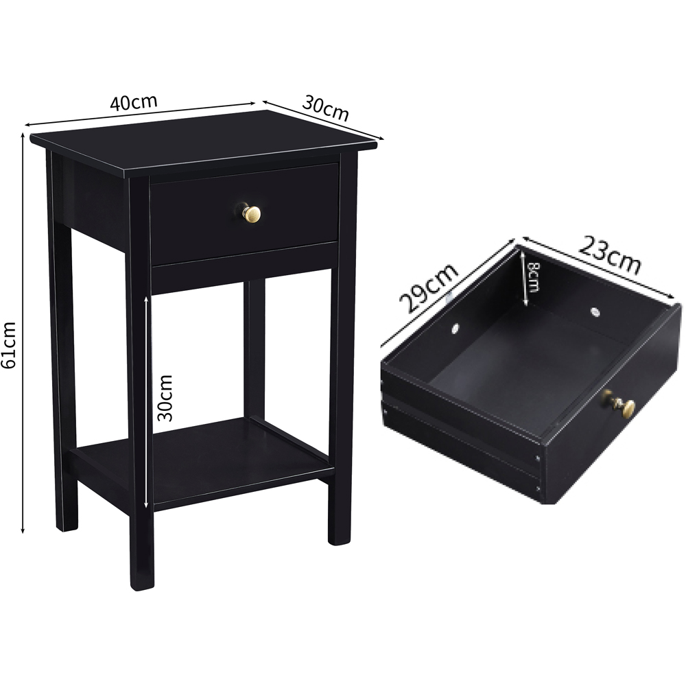 Brooklyn Arlo Single Drawer Single Shelf Black Solid Wooden Bedside Table Image 8