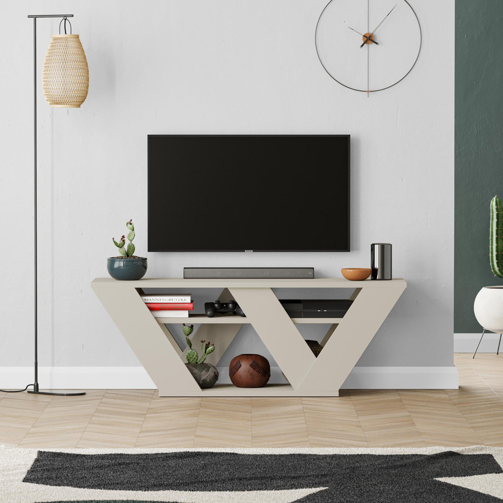 Decortie Pipralla 2 Shelf Sandstone Effect Modern TV Unit Image 5