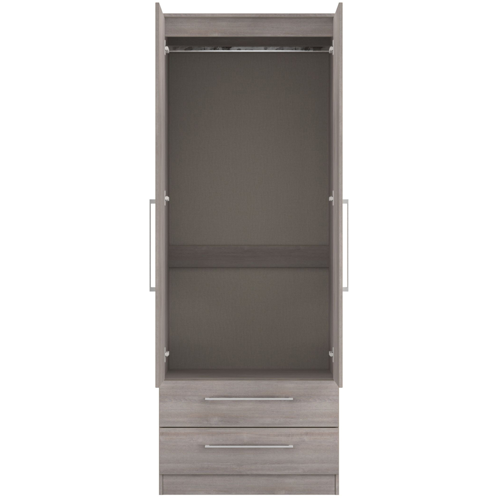 Crowndale Worcester 2 Door 2 Drawer Grey Oak Tall Wardrobe Ready Assembled Image 5