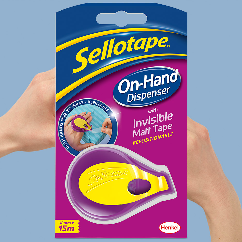 Sellotape On-Hand Tape Dispenser with Invisible Matt Tape Roll 18mm x 15m Image 3