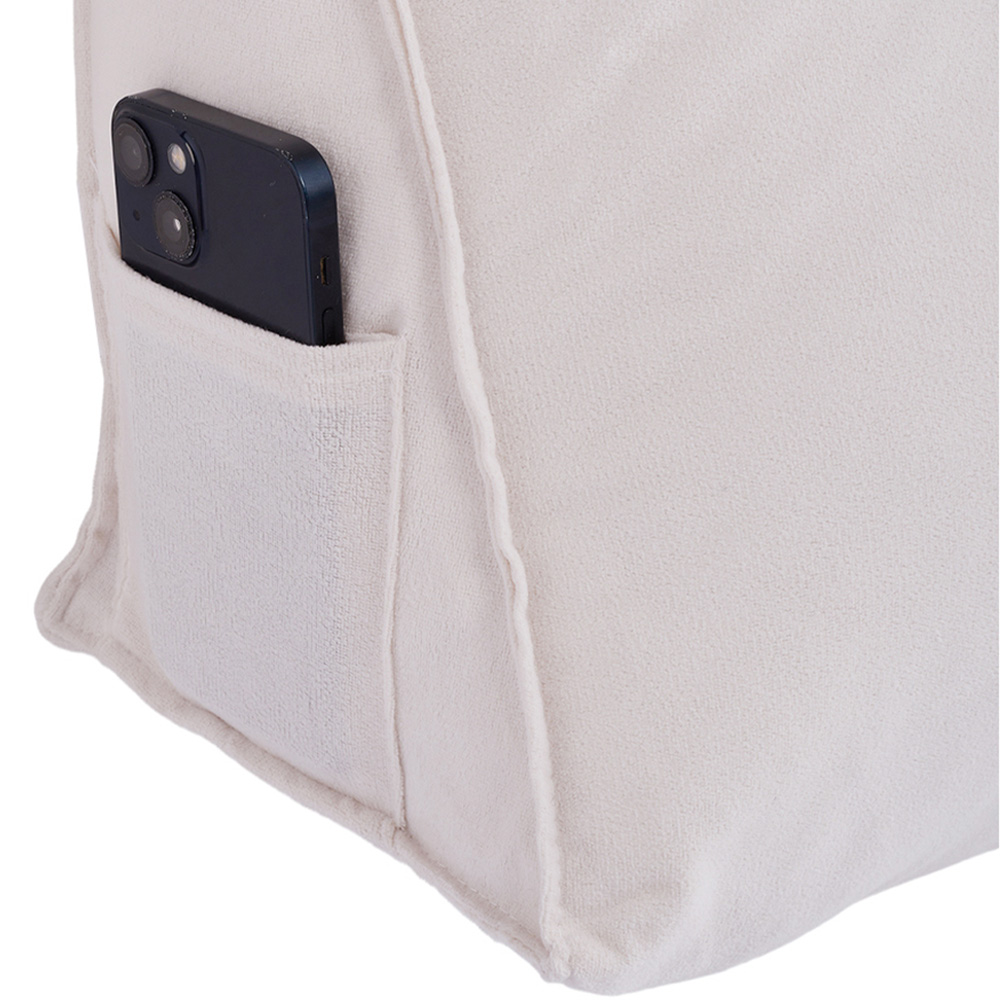 Living and Home White Chenille Wedge Headboard Pillow with Side Pocket 180 x 50cm Image 4