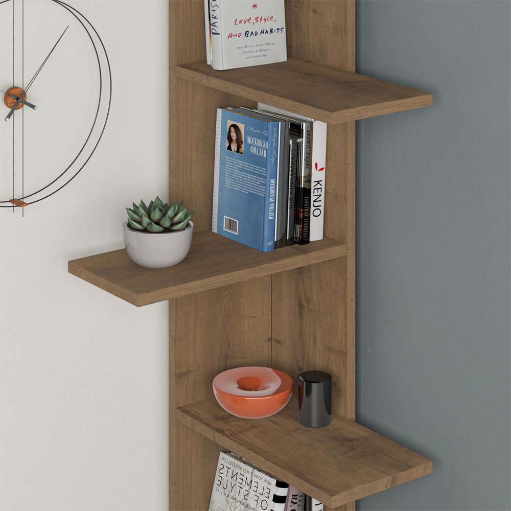 Decortie Saso Medium Dark Oak Corner Bookcase Image 3