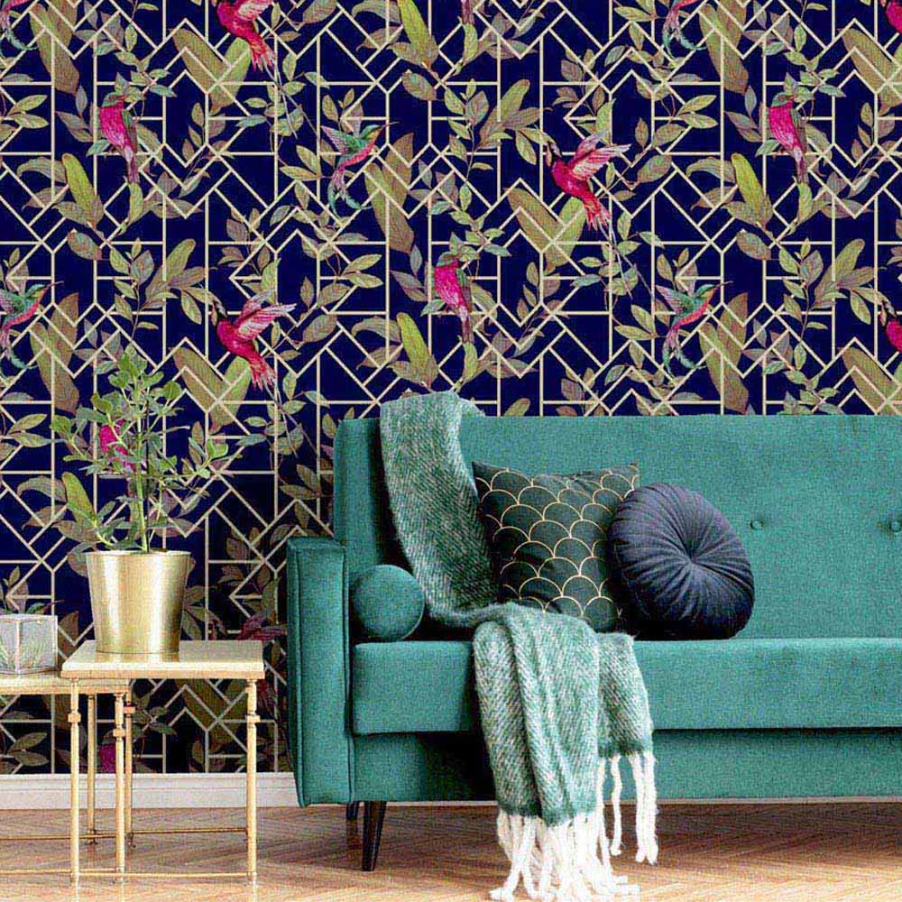 Arthouse Deco Tropical Navy and Gold Wallpaper Image 7