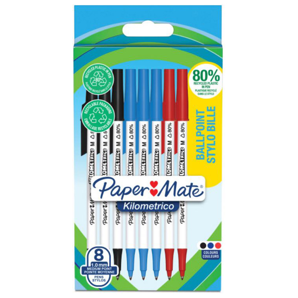 Papermate Kilometrico Assorted Ballpoint Pen 8 Pack Image