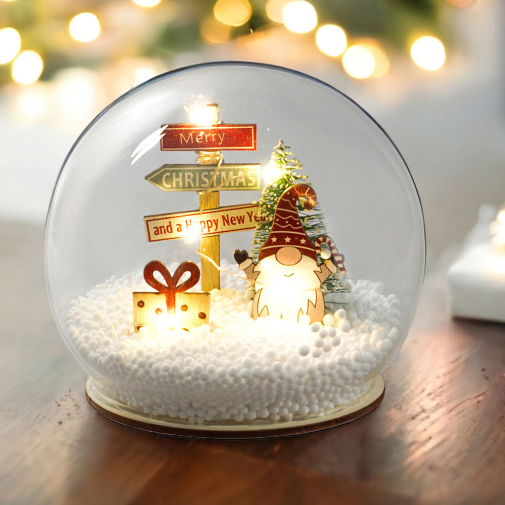 Xmas Haus White Festive Light Up Snow Globe with Gonk Village Image 4