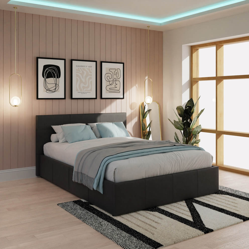 GFW Double Black Side Lift Ottoman Bed Image 4