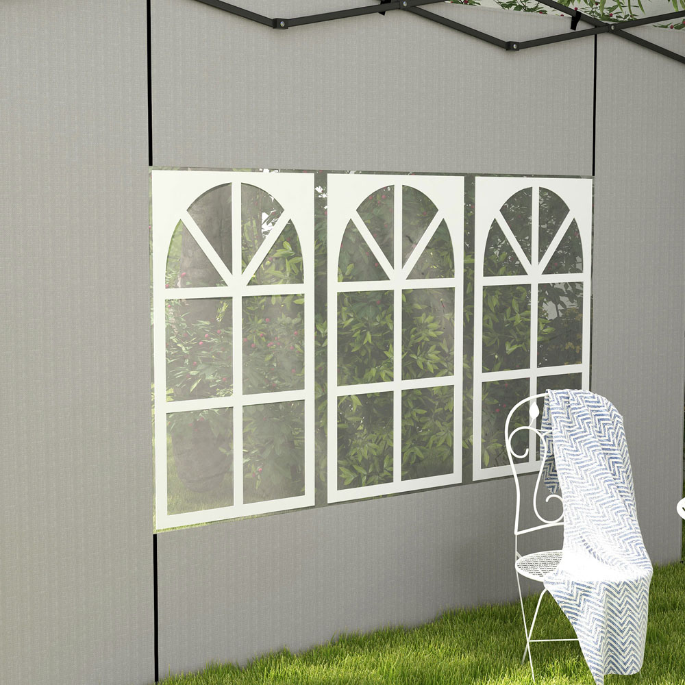 Outsunny 2 x 3m White Gazebo Replacement Side Panel with Window 2 Pack Image 3