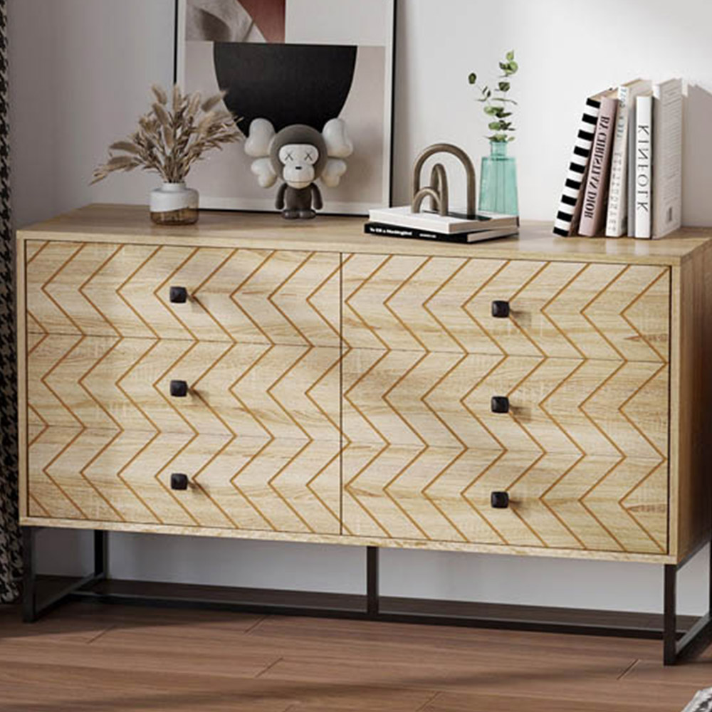 Portland 6 Drawer Natural Sideboard Image 1