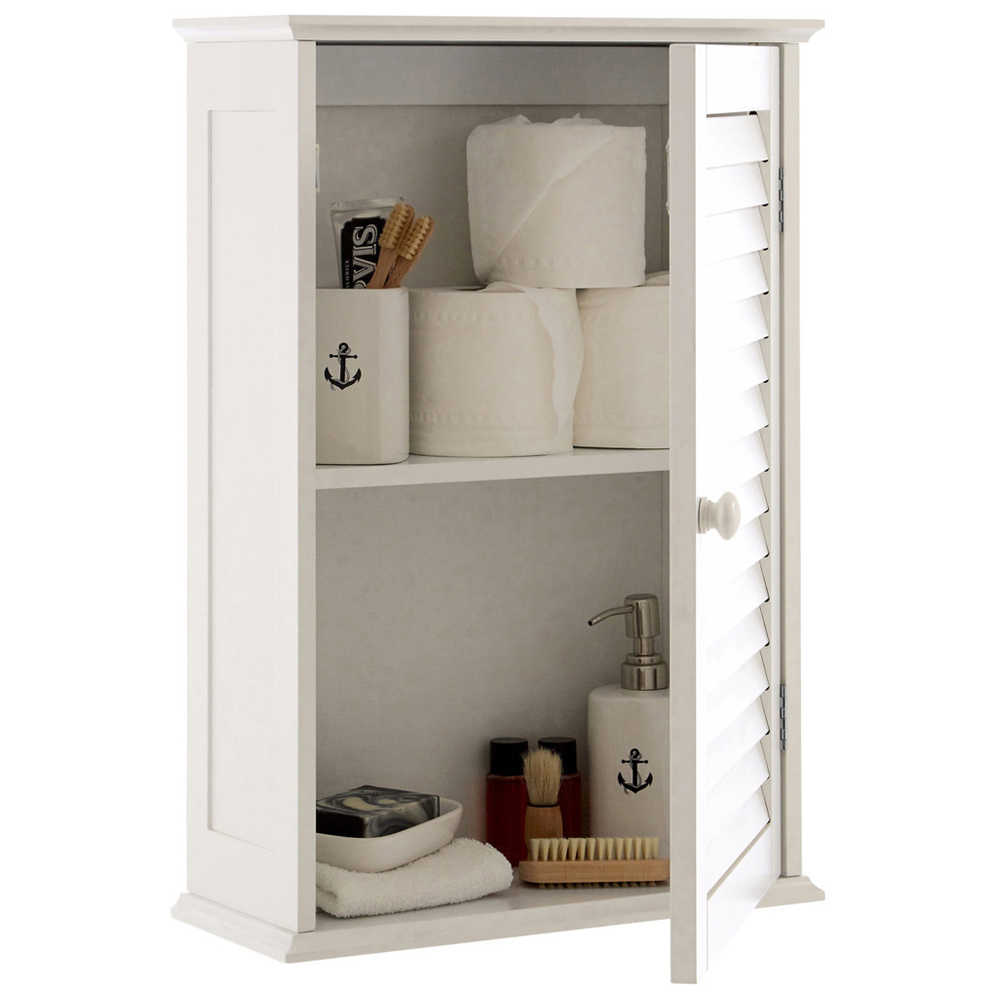 Premier Housewares White Wood Bathroom Cabinet Image 5