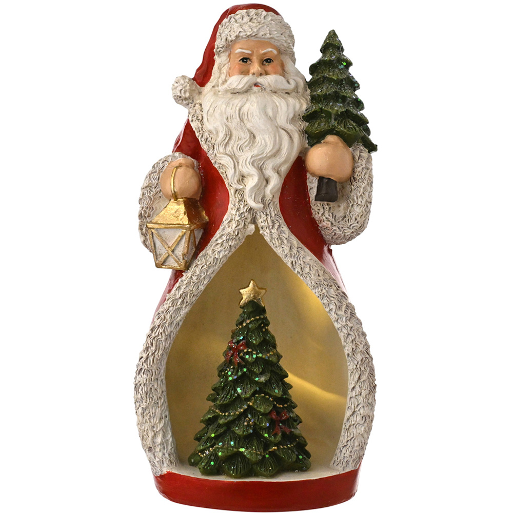The Seasonal Gift Co Regal Tidings LED Santa with Mini Christmas Tree Decoration 18cm Image 3