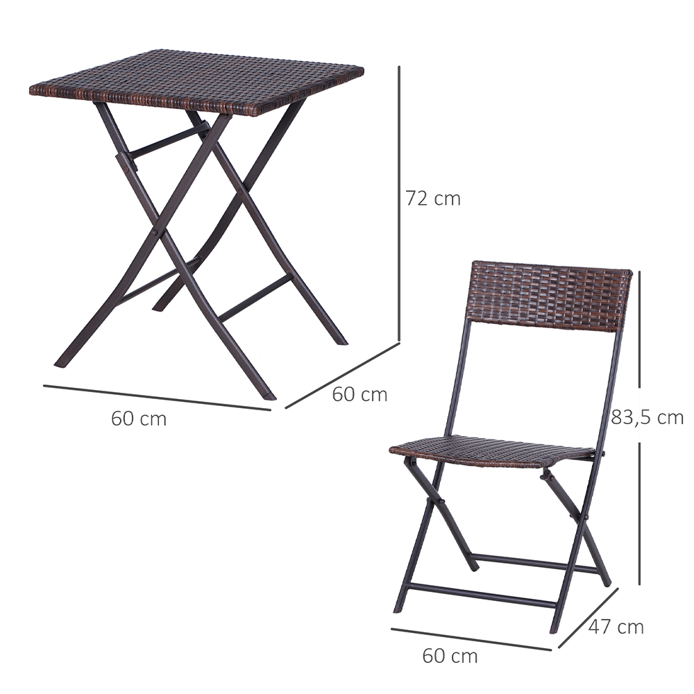 Outsunny 3 PCS Rattan Chair Set Brown Image 8