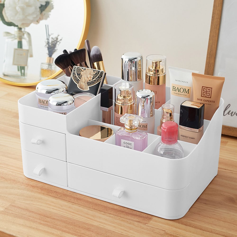 Living and Home White Large Makeup Organiser Storage Drawer Wilko