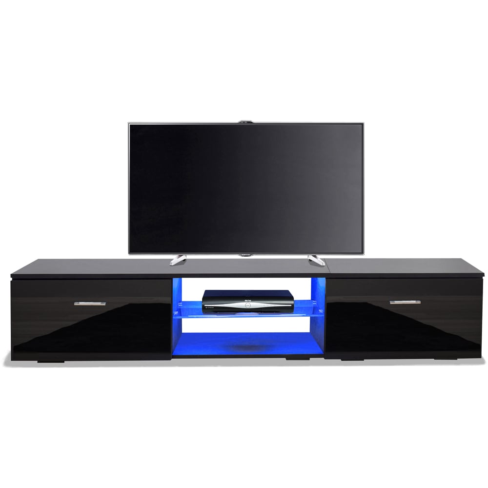 MDA Designs Avior 1600 2 Door Black TV Cabinet with LED Lighting Image 5
