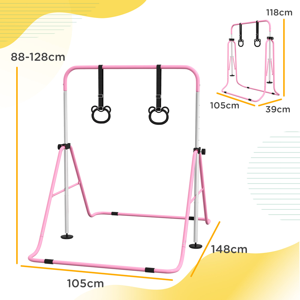 Tommy Toys Kids Pink Adjustable Height Foldable Gymnastics Bar Image 7