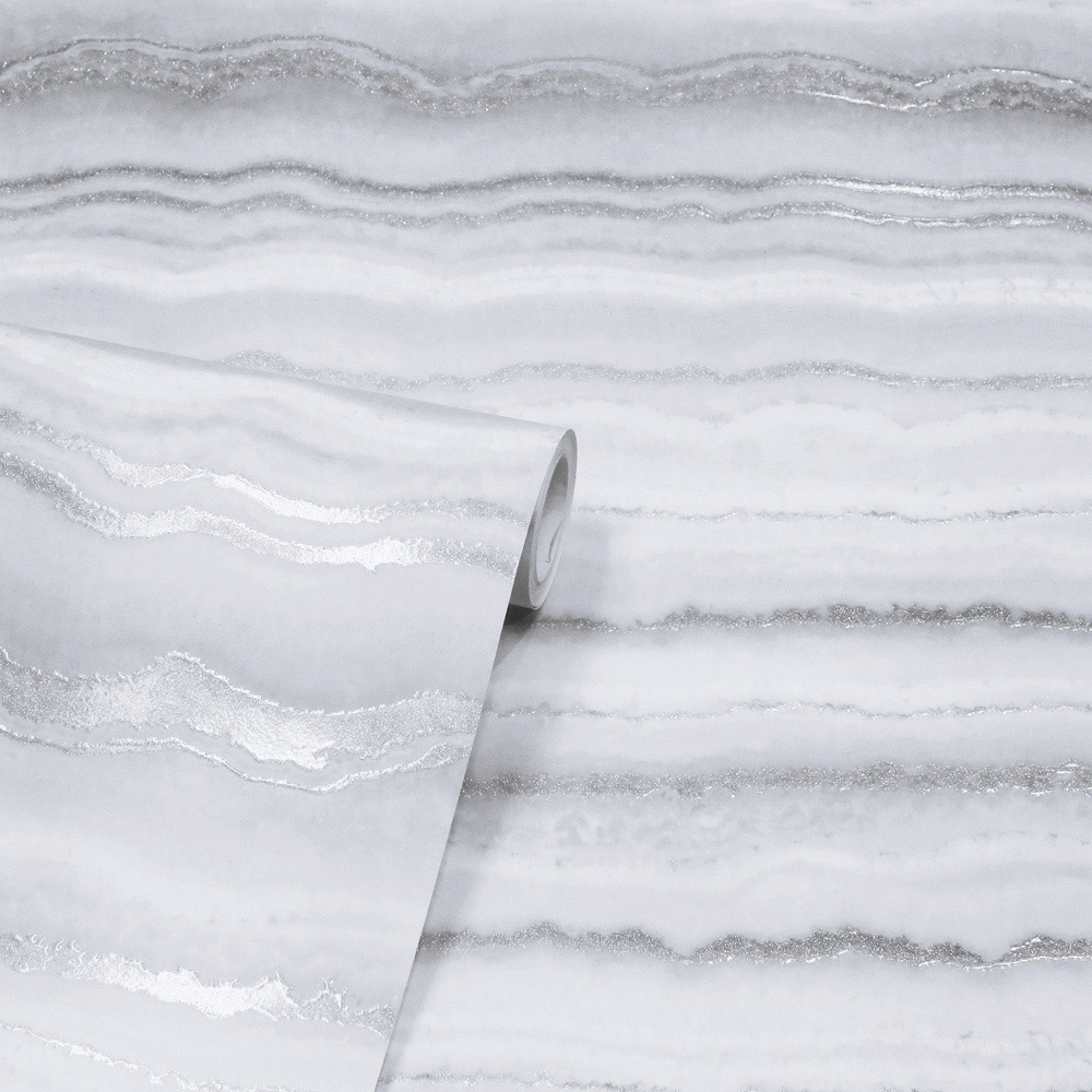 Arthouse Mineral Stripe White and Silver Wallpaper Image 2