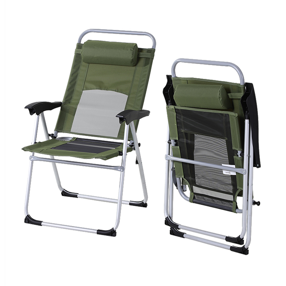 Outsunny 3 Position Folding Patio Armchair Green Image 5