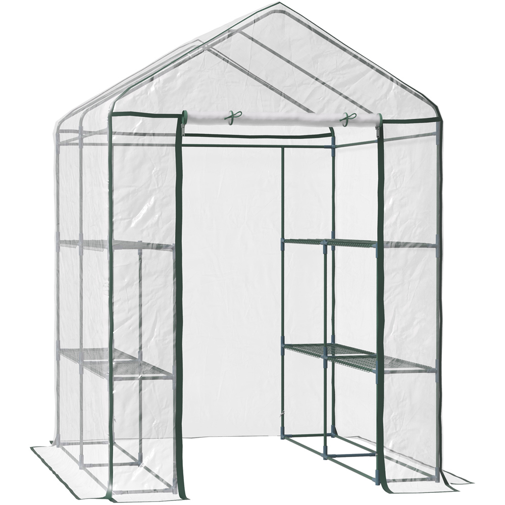 Outsunny Clear Steel Frame PVC 4.7 x 4.7ft Greenhouse Image 1
