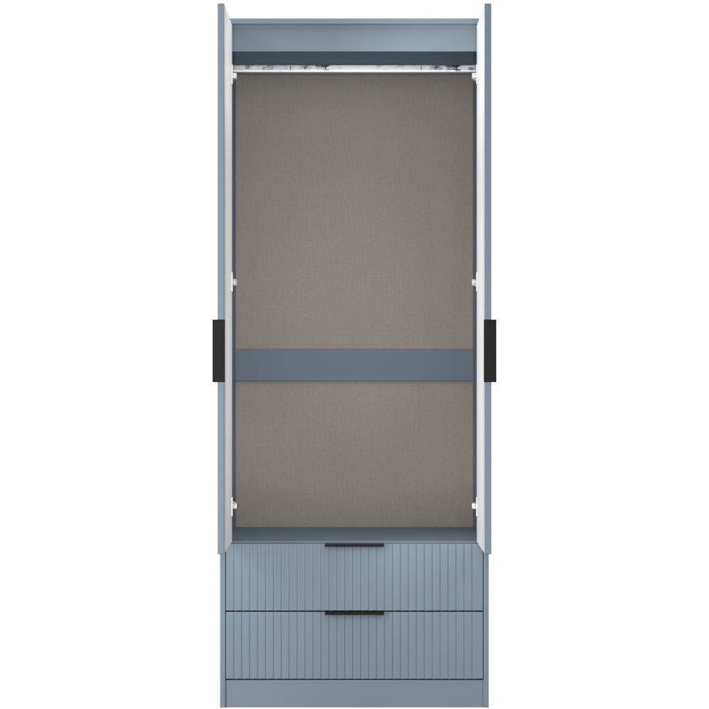 Crowndale Fluted 2 Door 2 Drawer Denim Blue Tall Wardrobe Ready Assembled Image 8