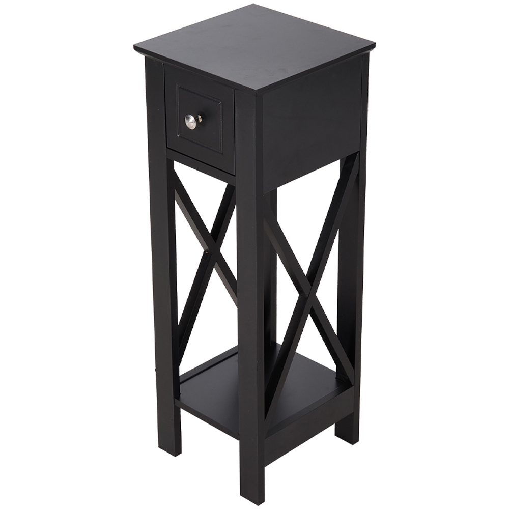Living and Home Single Drawer Single Shelf Black Bedside Table Image 2