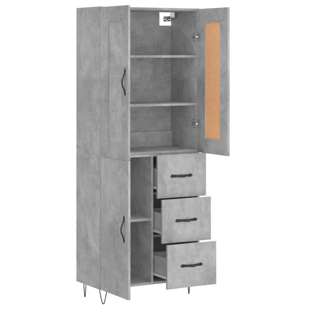 vidaXL 3 Door 3 Drawer Concrete Grey Highboard Image 4