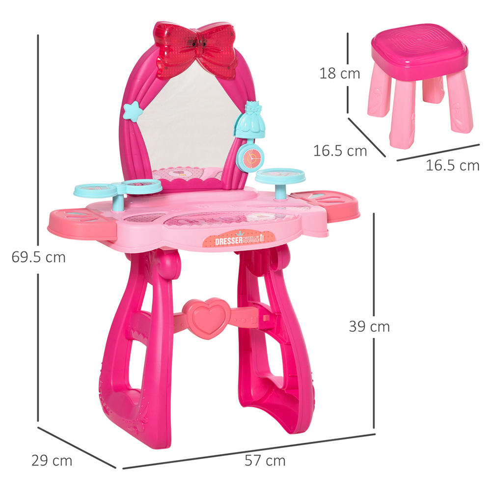 HOMCOM Kids Princess Design Dressing Table Play Set Image 6