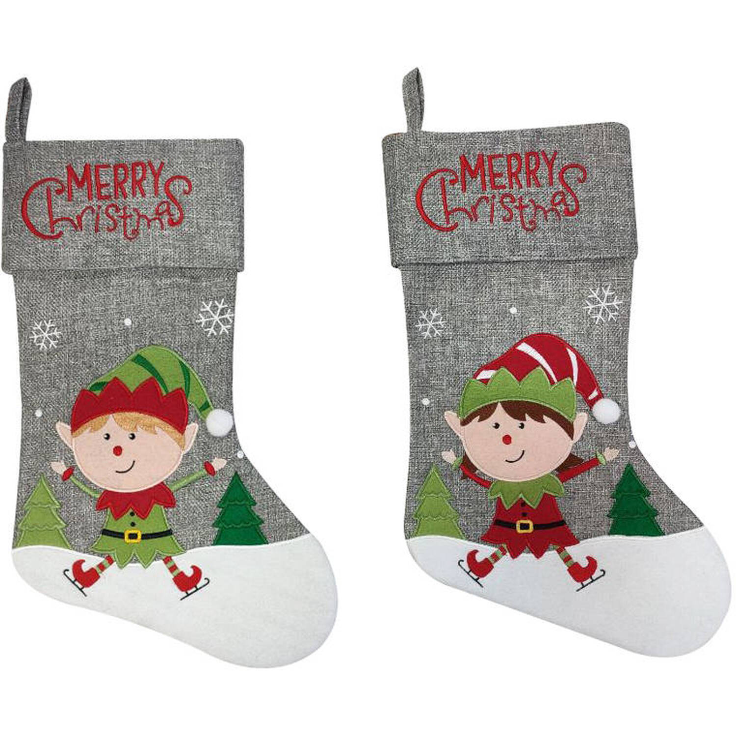 Single Grey Elf Stocking in Assorted styles Image