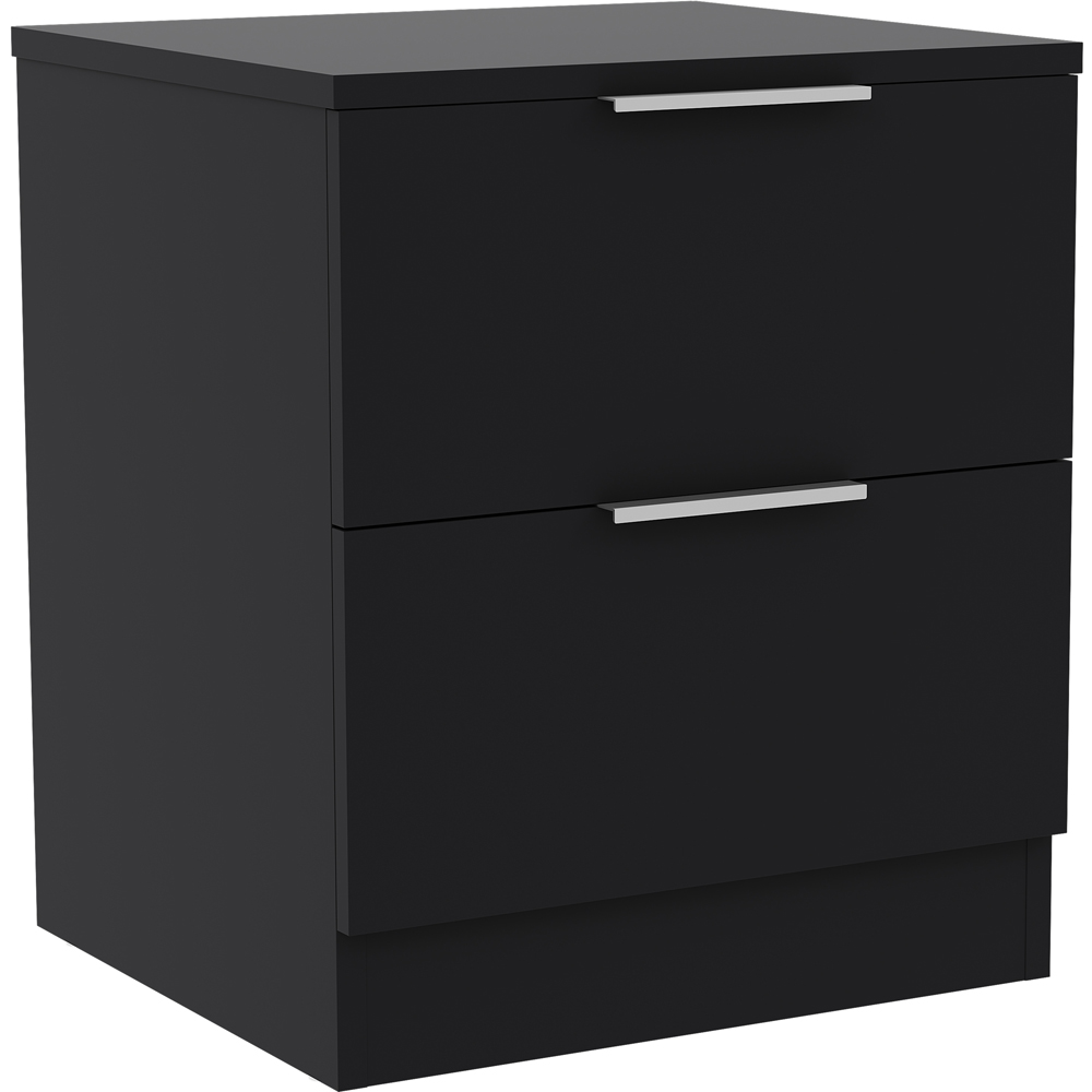 VIDA DESIGNS Terga 2 Drawer Black Bedside Cabinet Image 2