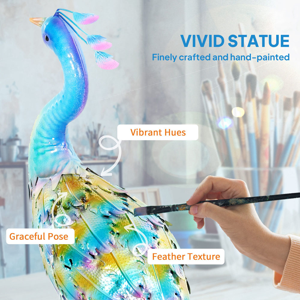 Outsunny Multicolour Metal Peacock Garden Ornament with Stake Image 8