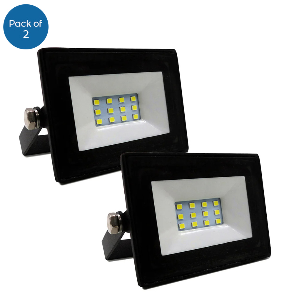 ENER-J 10W Non PIR Slim Line Black Body Floodlight 2 Pack Image 1