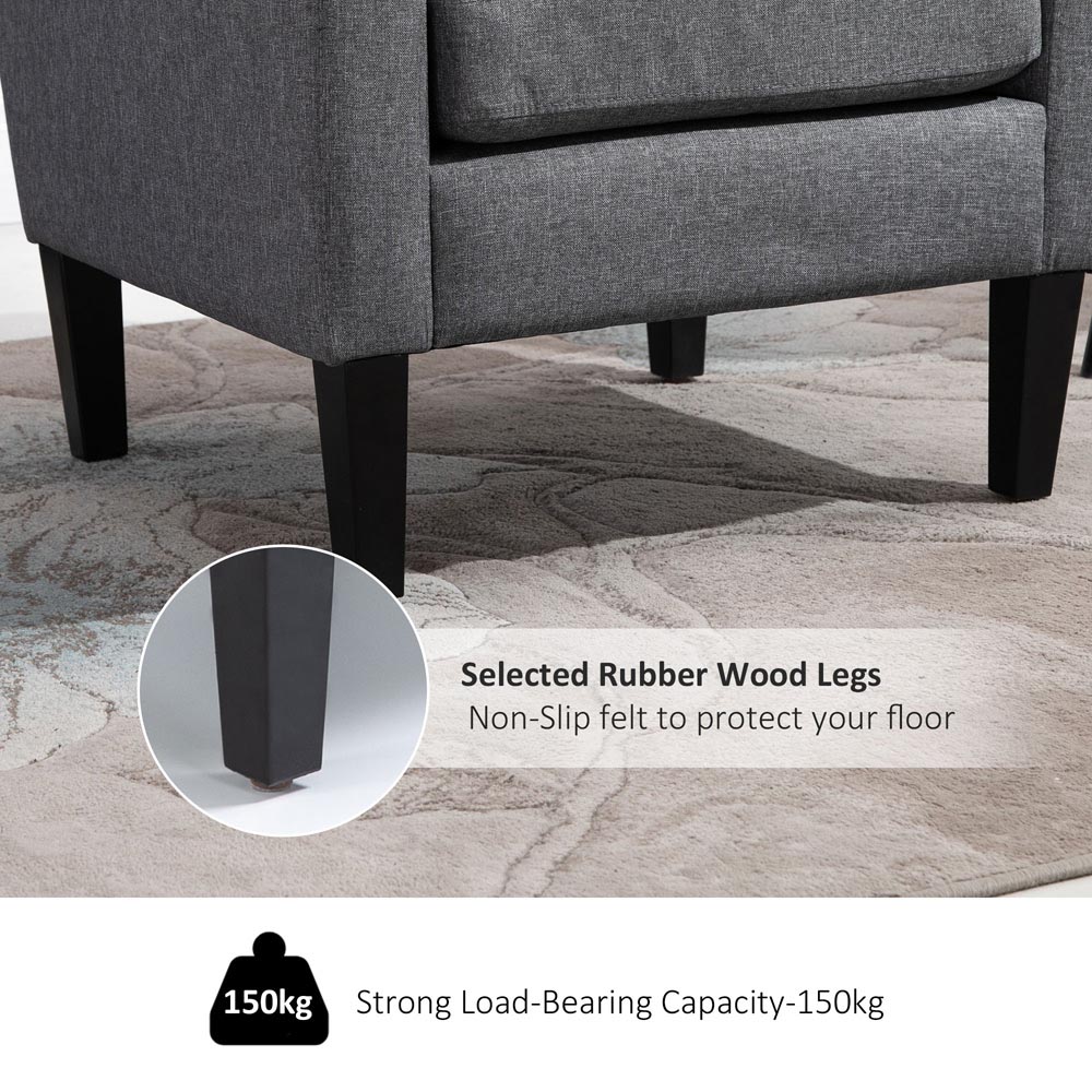 Portland Grey Linen Padded Seat Armchair Image 6