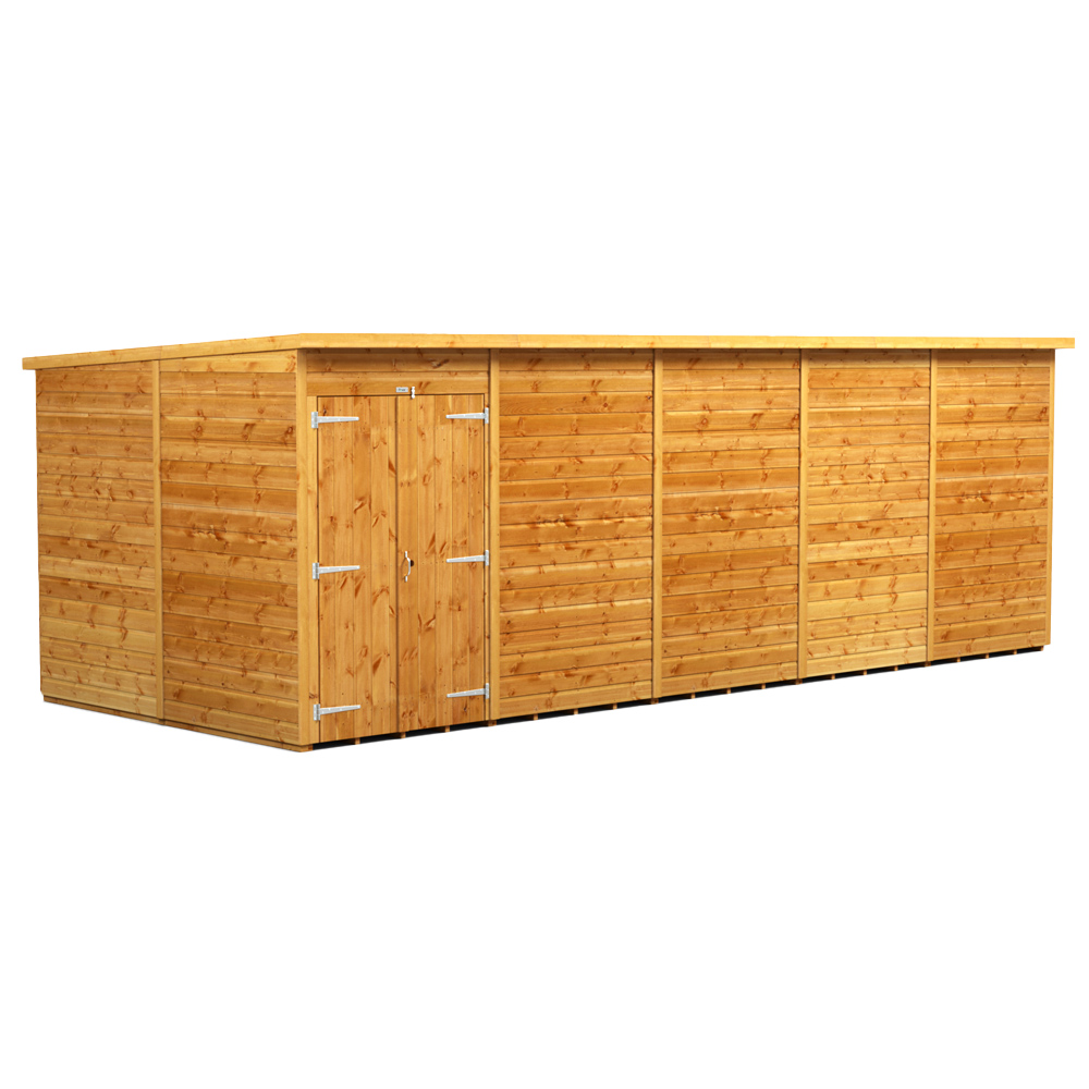 Power Sheds 20 x 8ft Double Door Pent Wooden Shed Image 1