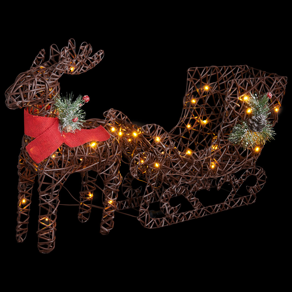 Wilko Battery Operated Rattan Effect Reindeer and Sleigh Image 5
