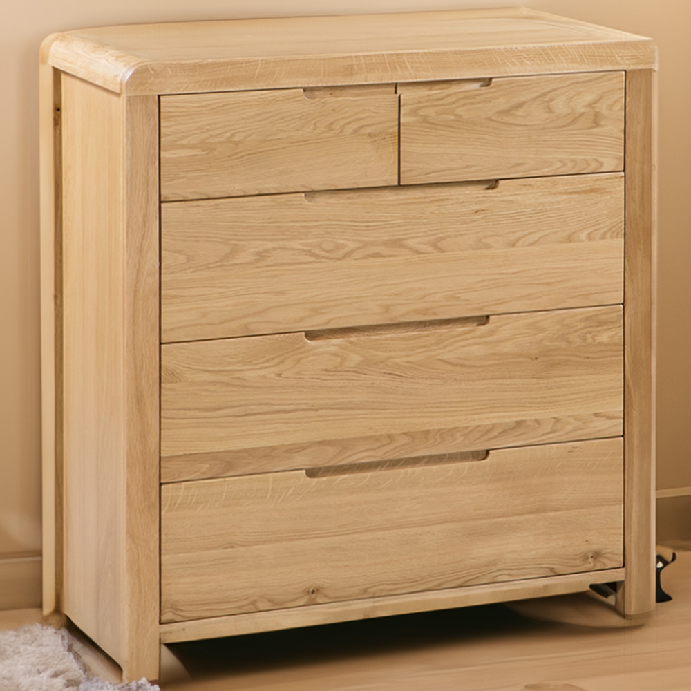 Julian Bowen Curve 5 Drawer Oak Chest of Drawers Image 1