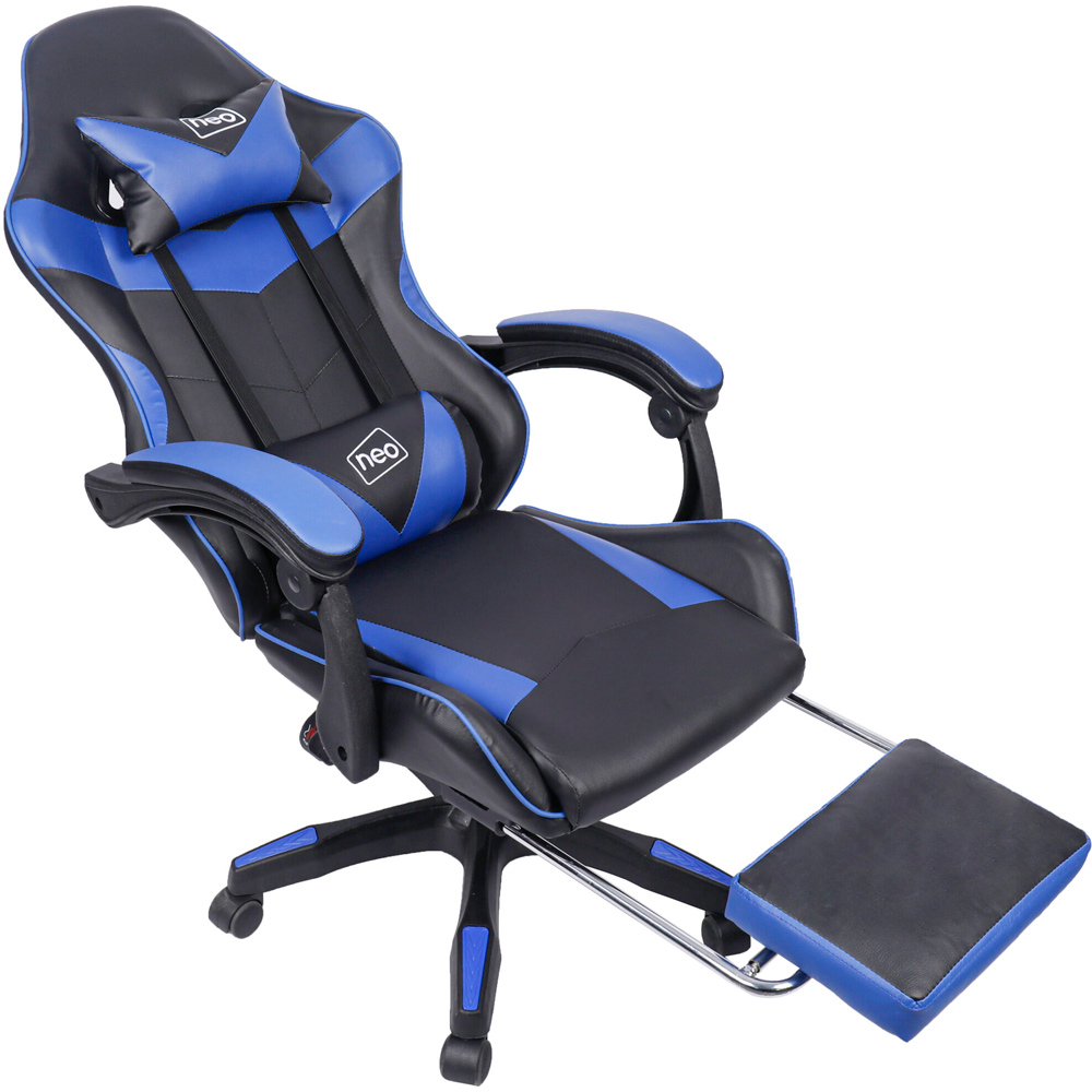 Neo Blue and Black PU Leather Swivel Office Chair Image 4
