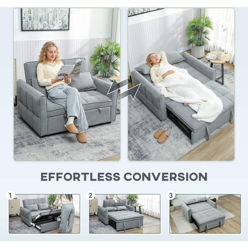 Portland 2 Seater Grey Pull Out Sofa Bed with Adjustable Backrest Image 7