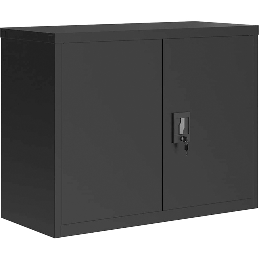 vidaXL 2 Door Black Metal Lockable File Cabinet Image 2
