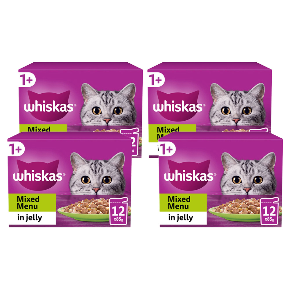 Whiskas Mixed Menu Selection in Jelly Adult Wet Cat Food Pouches 85g Case of 4 x 12 Pack Image 1