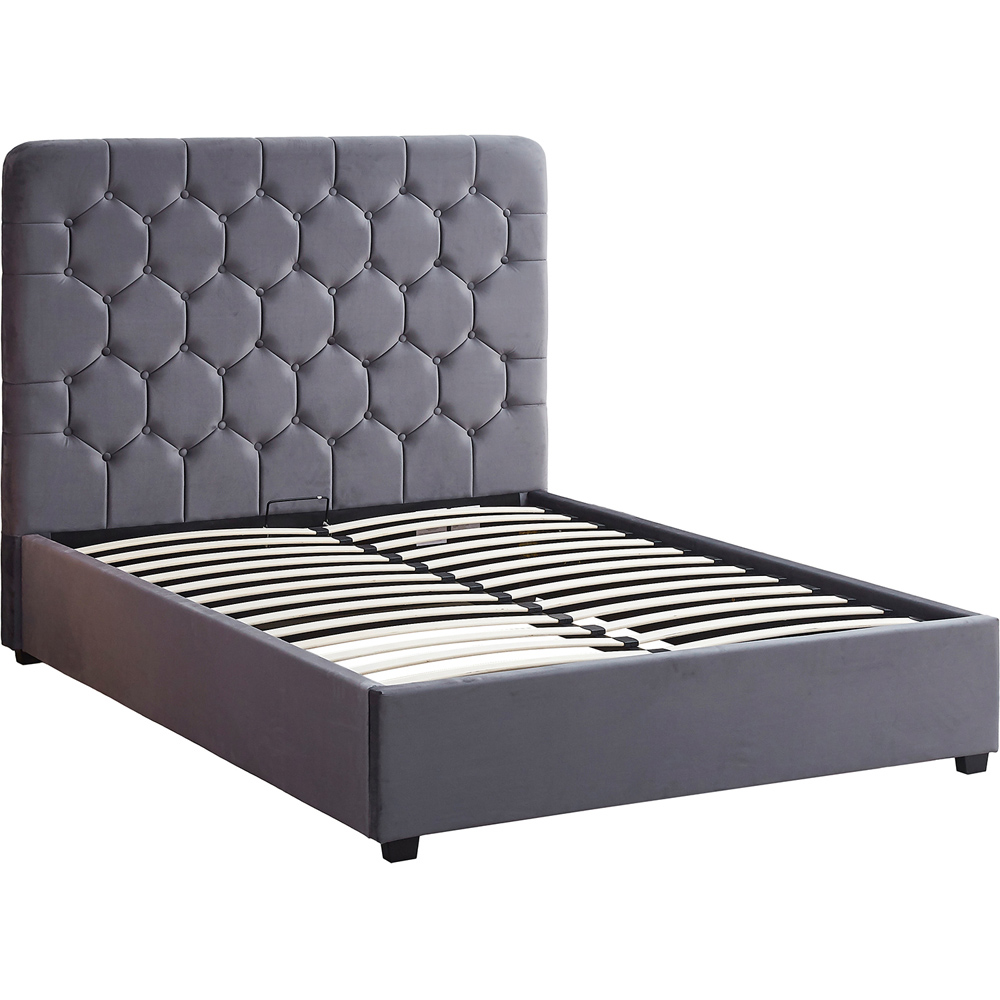 Seconique Madison King Size Grey Velvet Fabric Gas Lift Ottoman Bed Frame Image 2