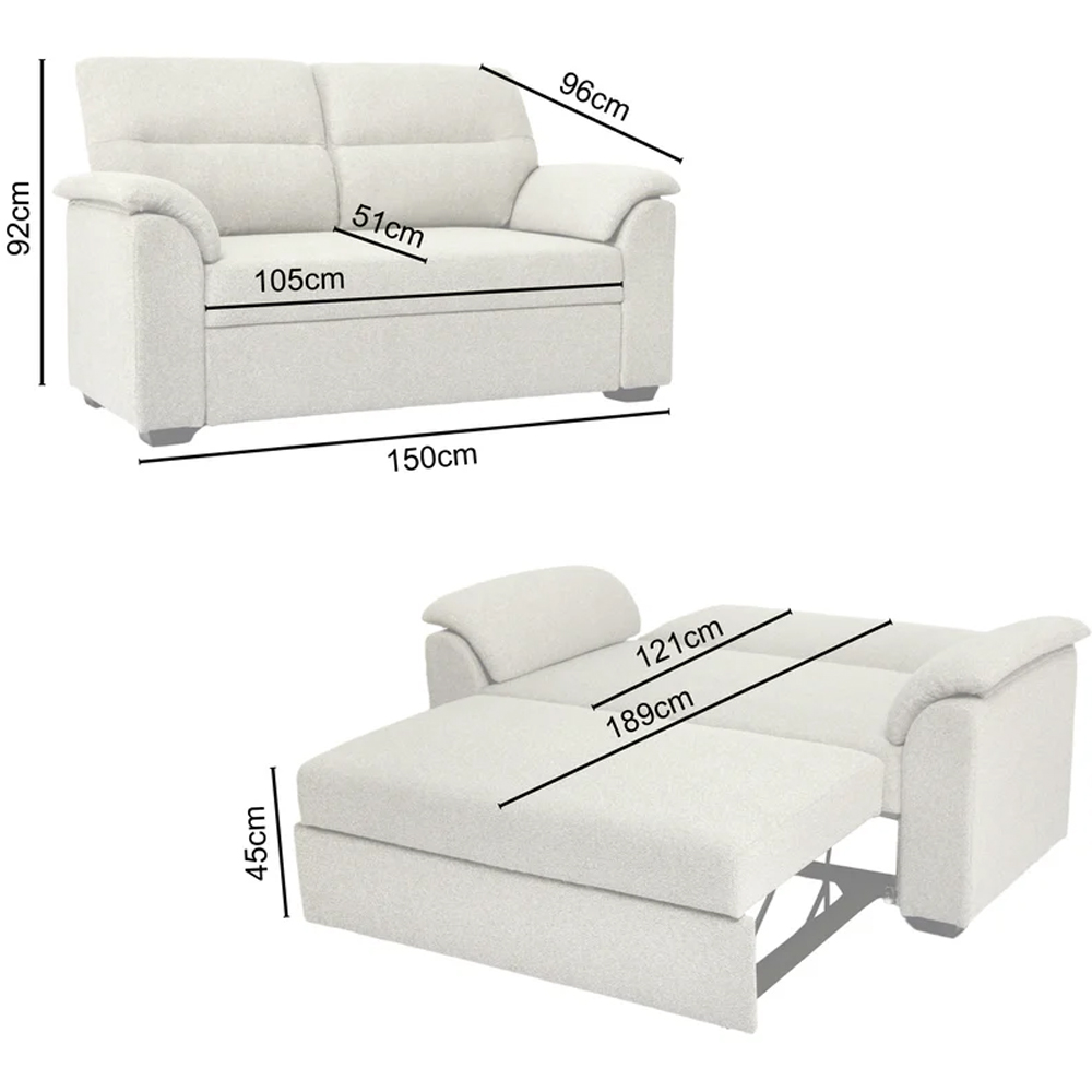 HGD Tivoli 2 Seater Oatmeal Woven Boucle Pull-Out Sofa Bed Image 9