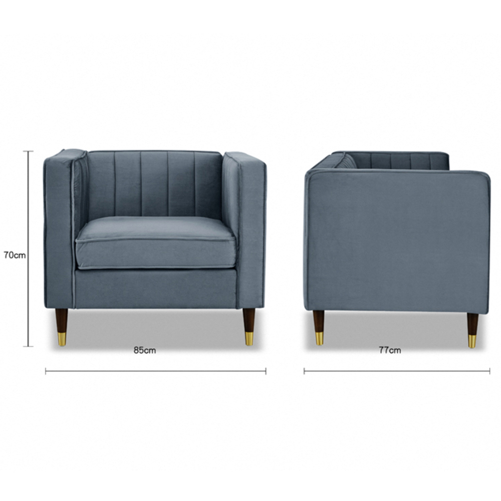 Home Detail Thomas Grey Velvet Sofa Chair Image 6