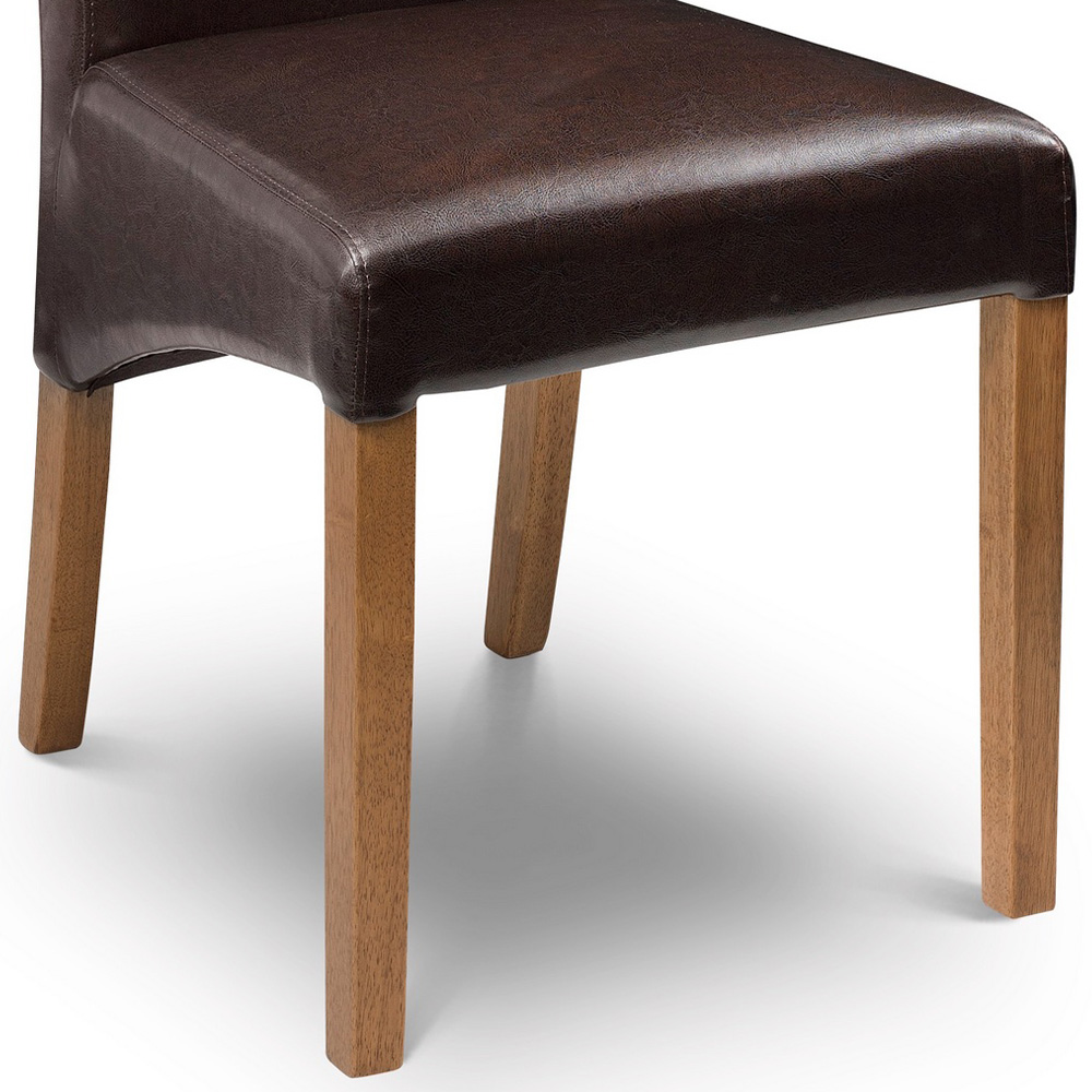 Julian Bowen Cuba Set of 2 Brown and Oak Dining Chair Image 4