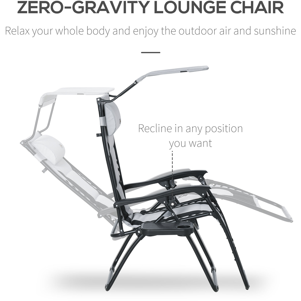 Outsunny Grey and Black Zero Gravity Folding Recliner Chair Image 4
